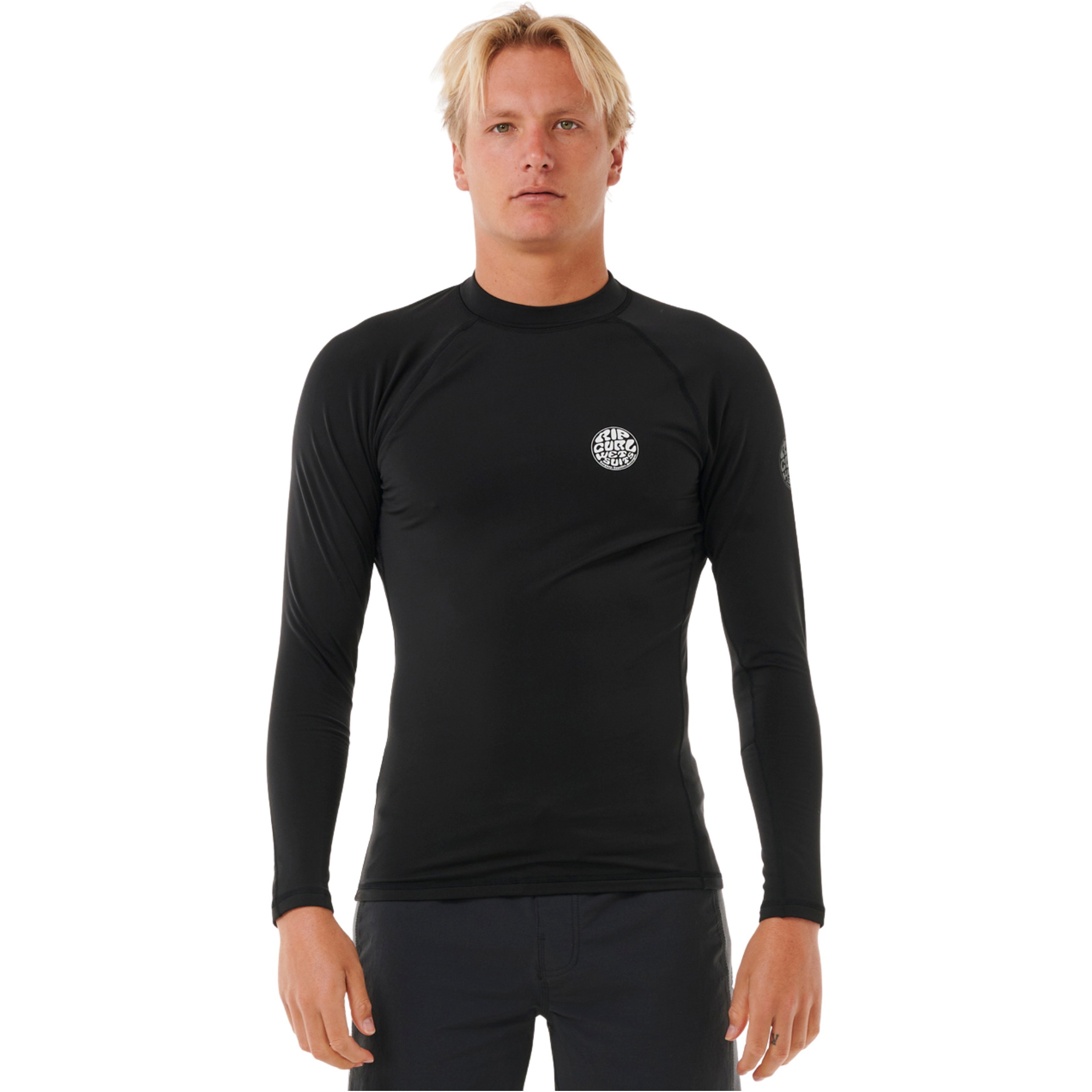 2026 Rip Curl Mens Icons UPF Brushed Long Sleeve Rash Vest 196MRV - Black